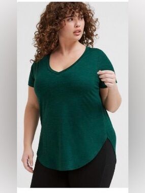 torrid Emerald Green V-Neck Short Sleeve Tee
